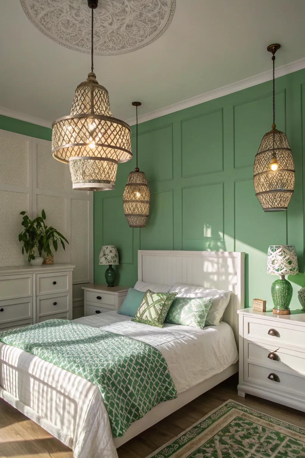 Creative illumination enhances mood and highlights design components.