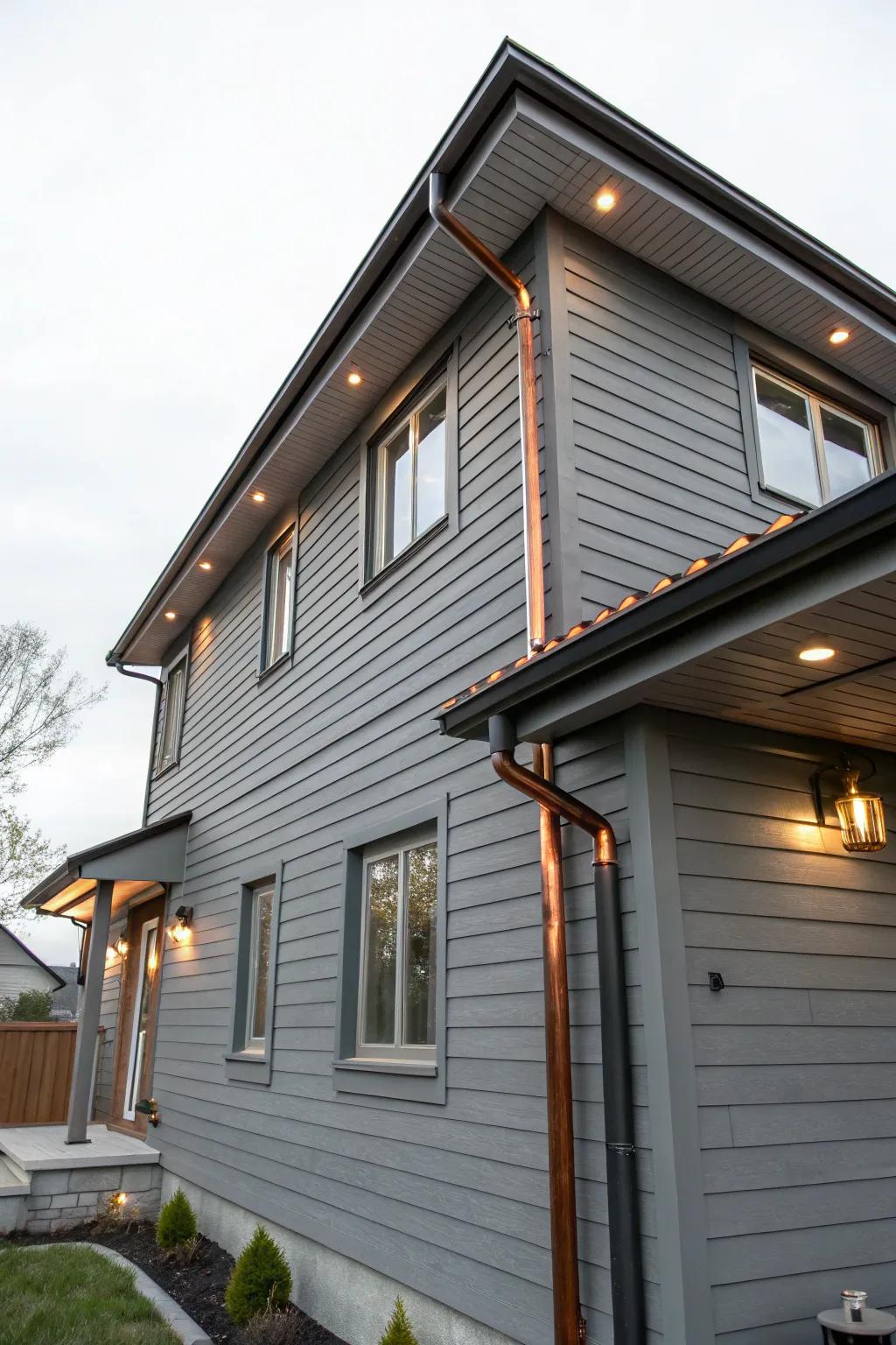 Bronze highlights add warmth and opulence to grey exteriors.