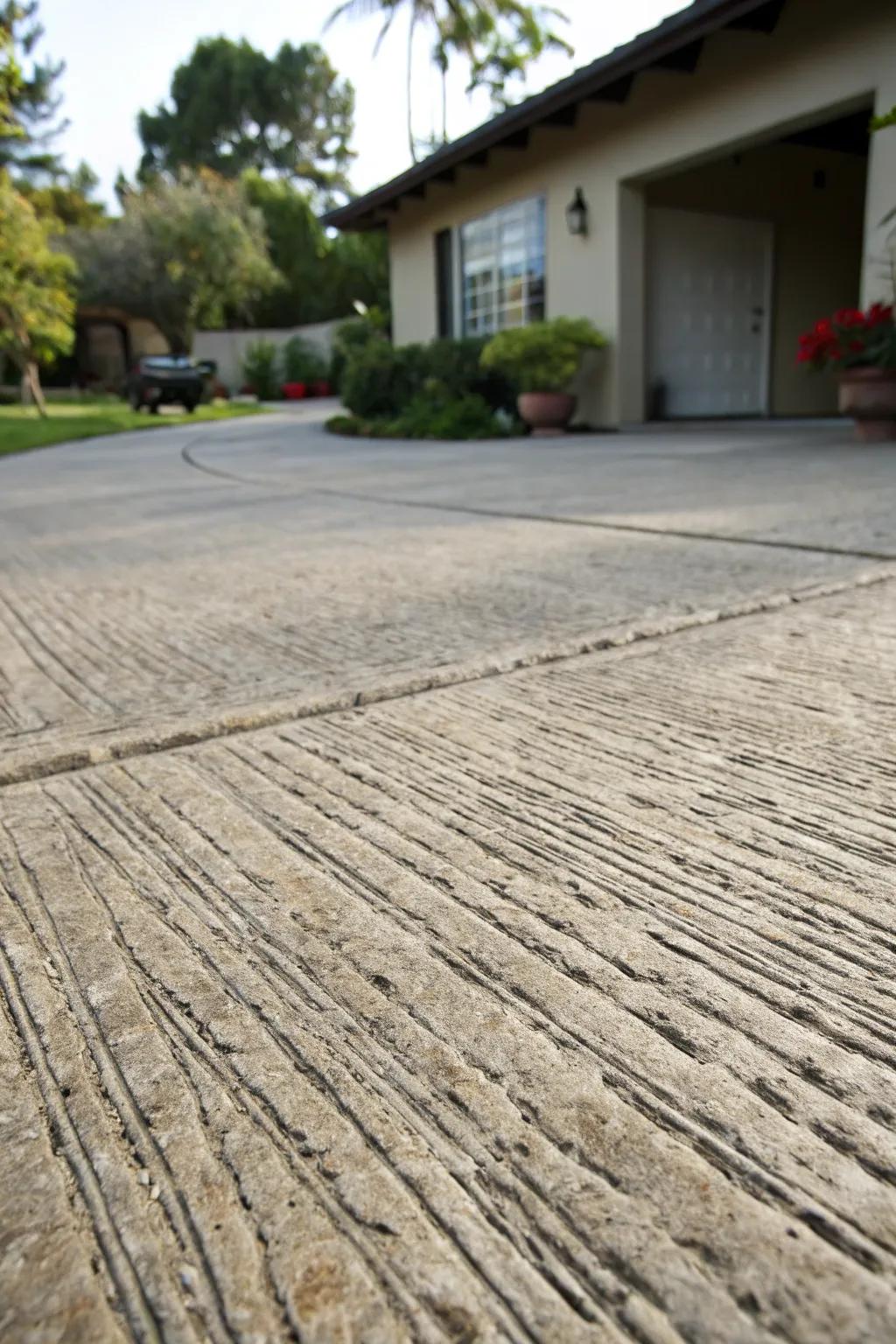 Textured concrete enhances depth and fashion.