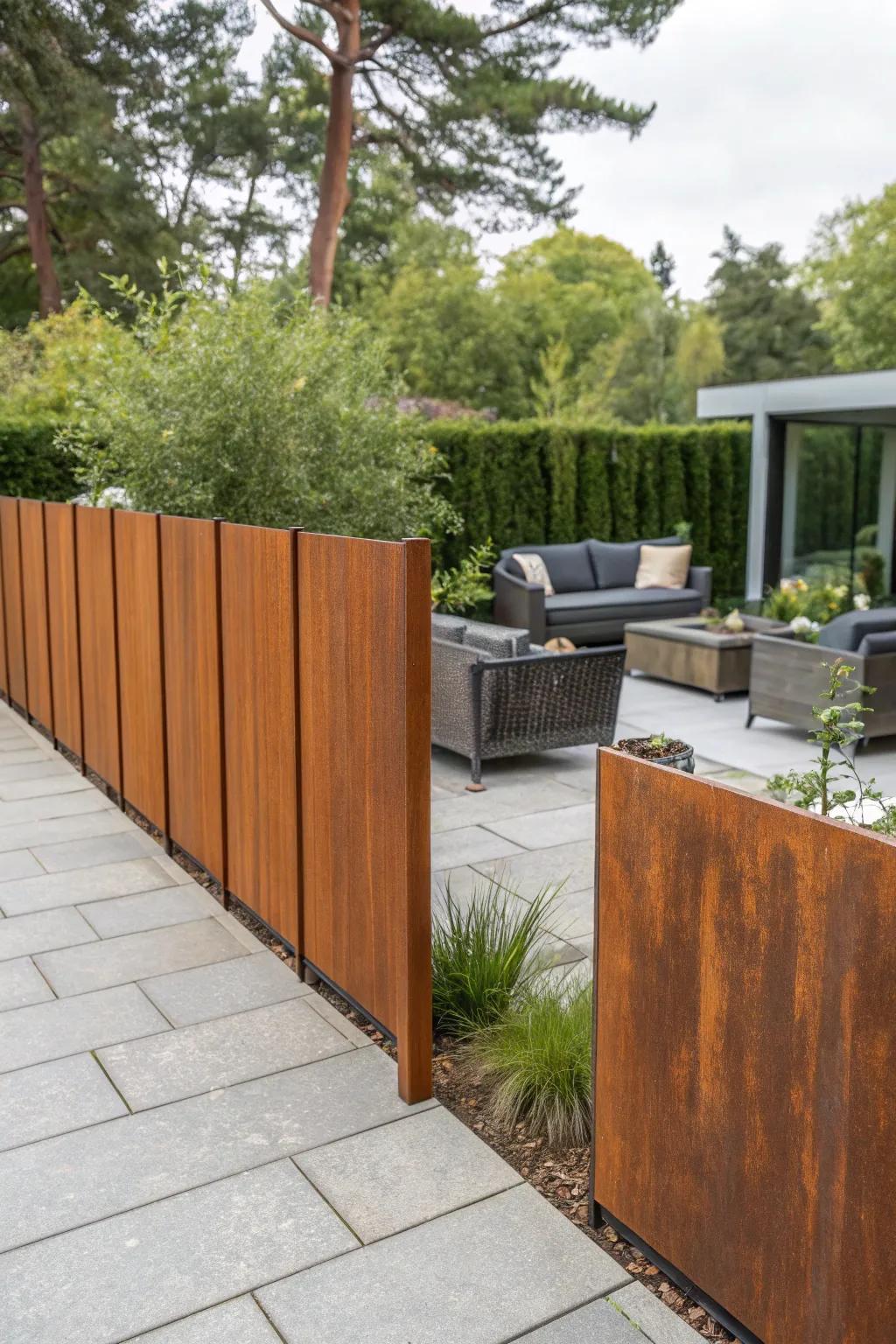 Contemporary character: Corten steel radiates.