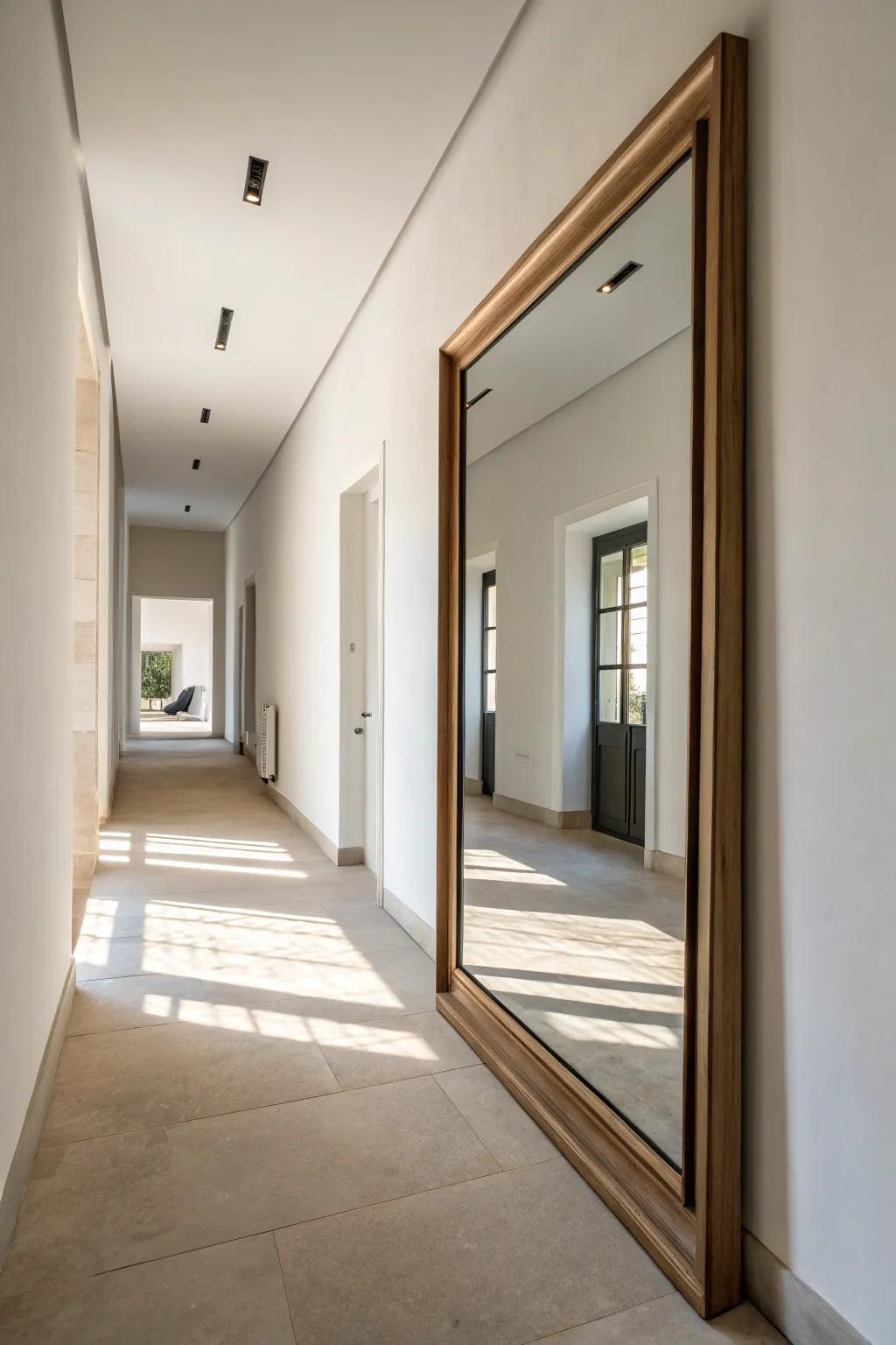 Frameless mirrors exude sleek minimalism.