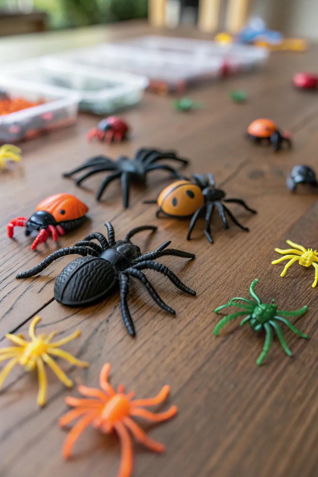 Insects crawling across surfaces add a creepy detail to your decor.