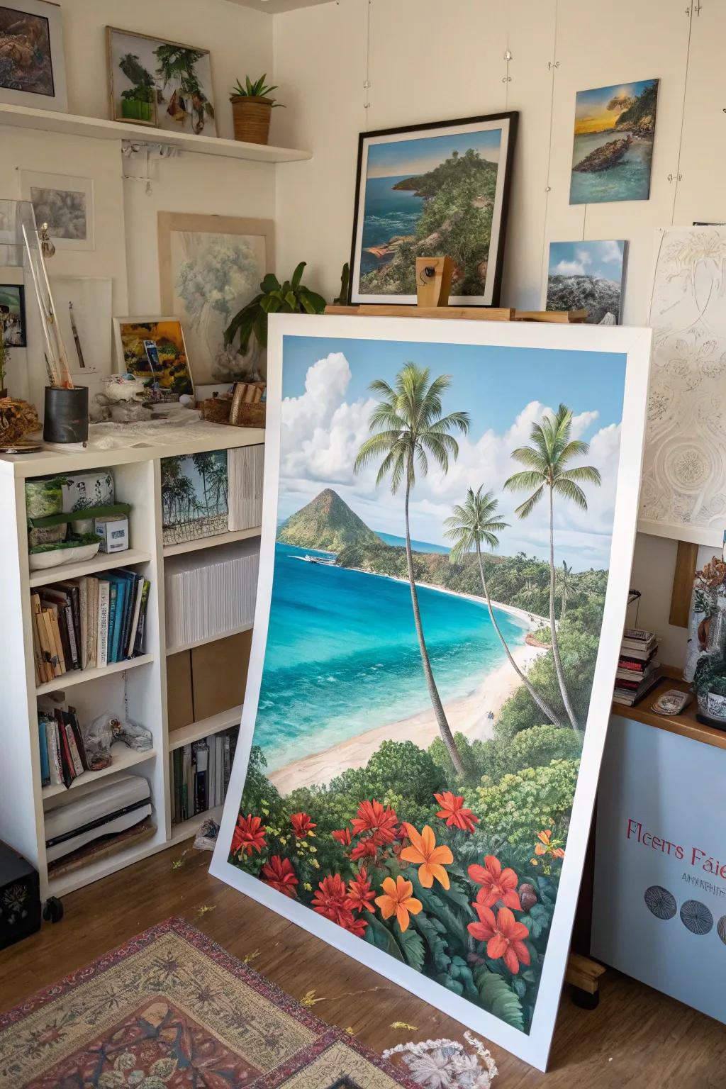 A unreal Island daydream artwork enhancing an imaginative room.