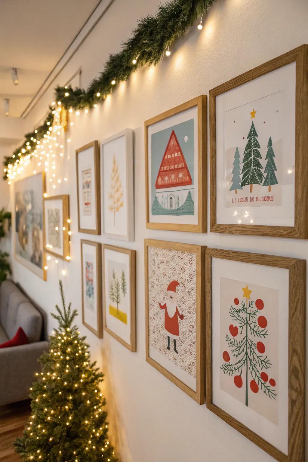Seasonal art alters the chamber effortlessly.