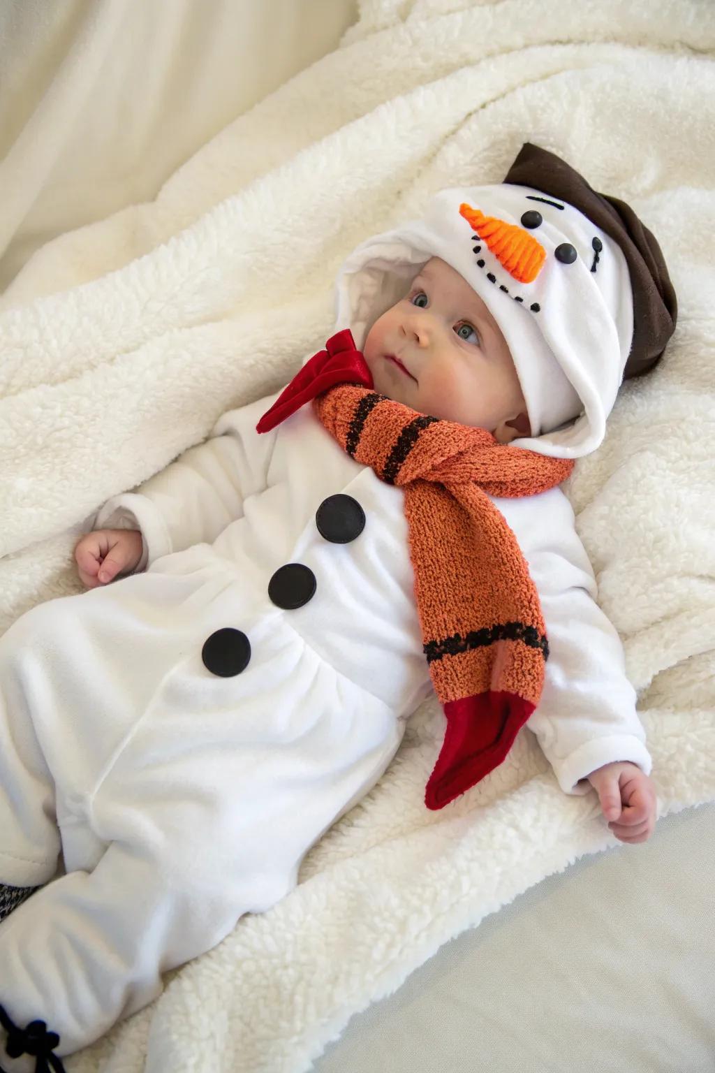 A gentle and whimsical snowman scene for your baby’s photoshoot.