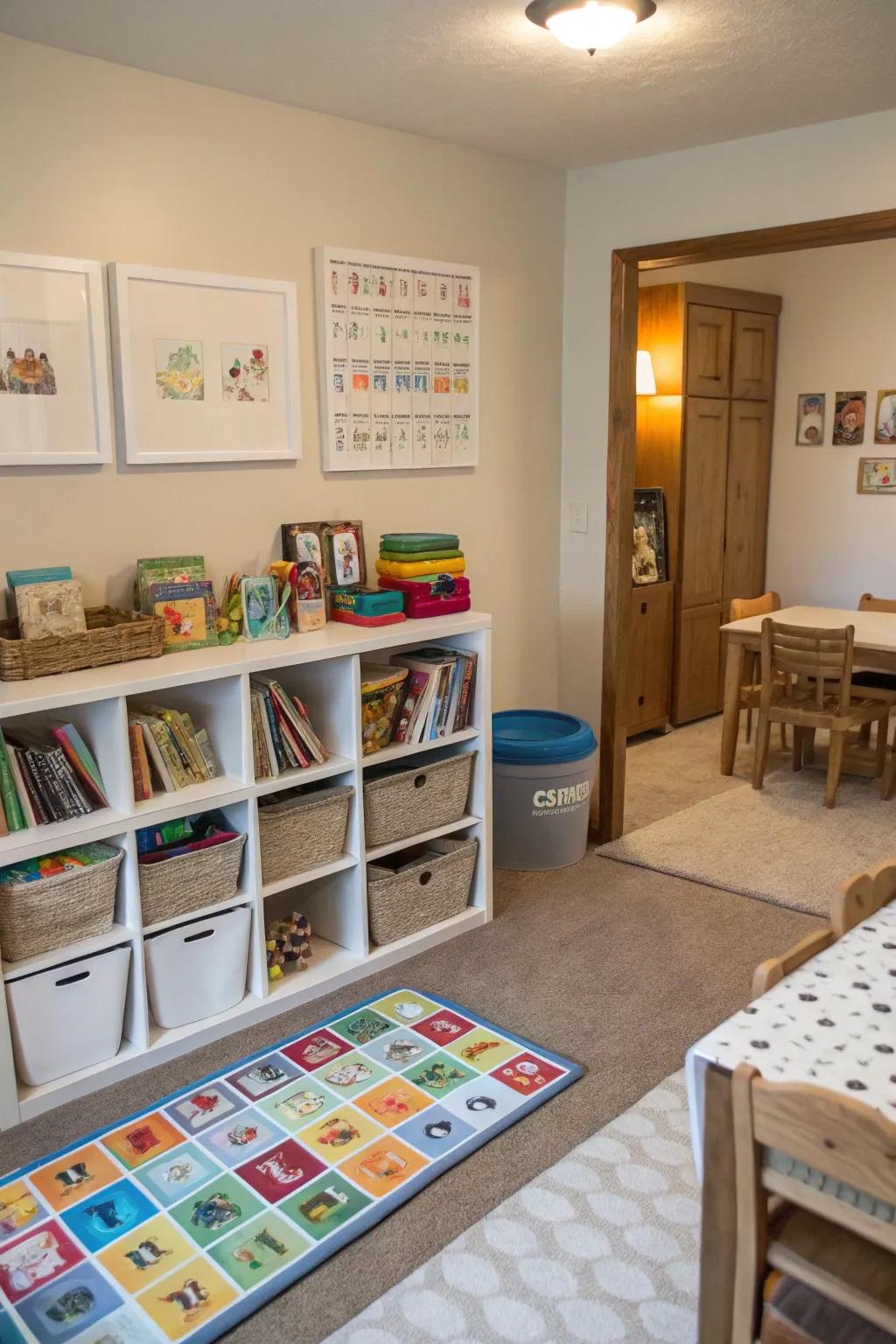 Activity zones help keep your homeschool room organized and structured.