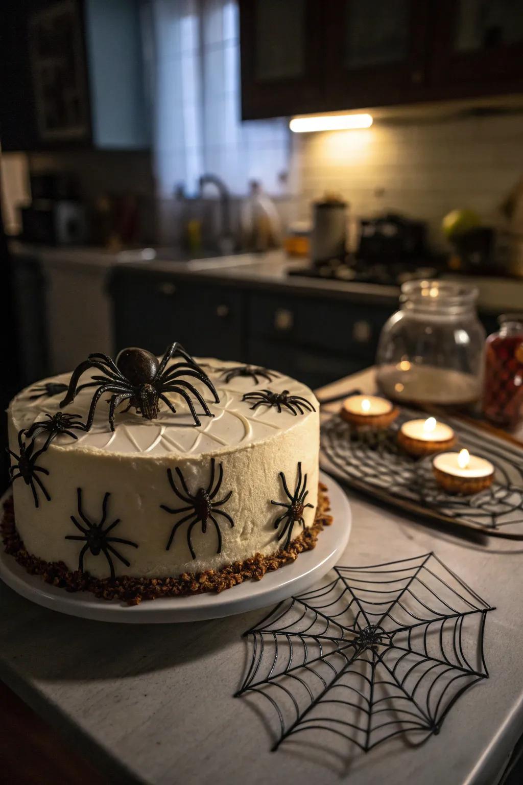An arachnid plagued cake guaranteed to terrify.