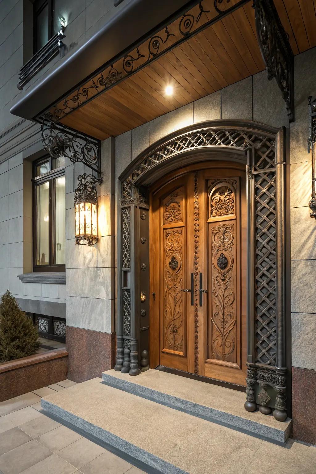 Contrasting textures that add vibrancy and depth to your entrance.