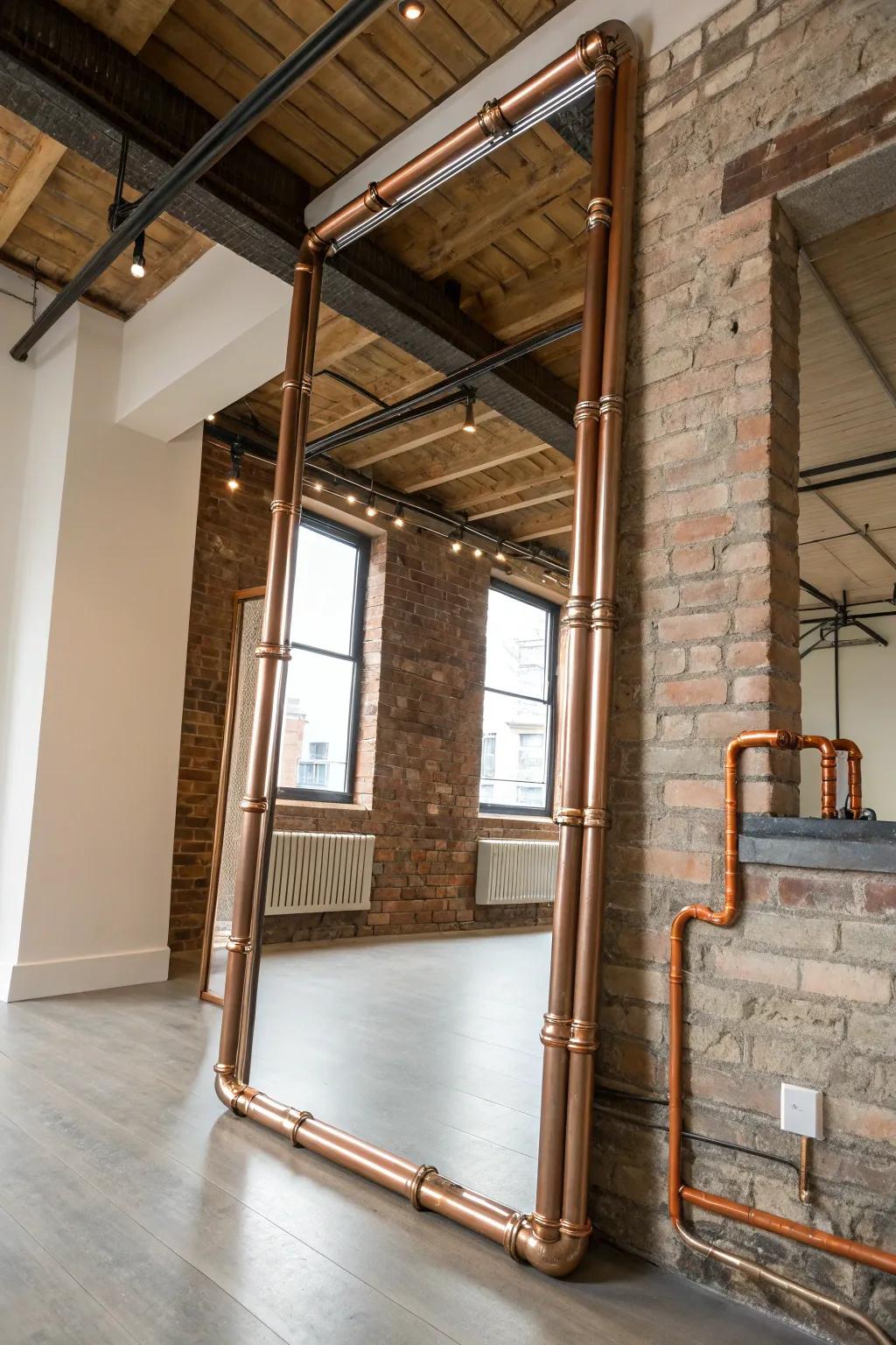 Unexpected materials like copper can add a unique twist to mirror d&eacute;cor.