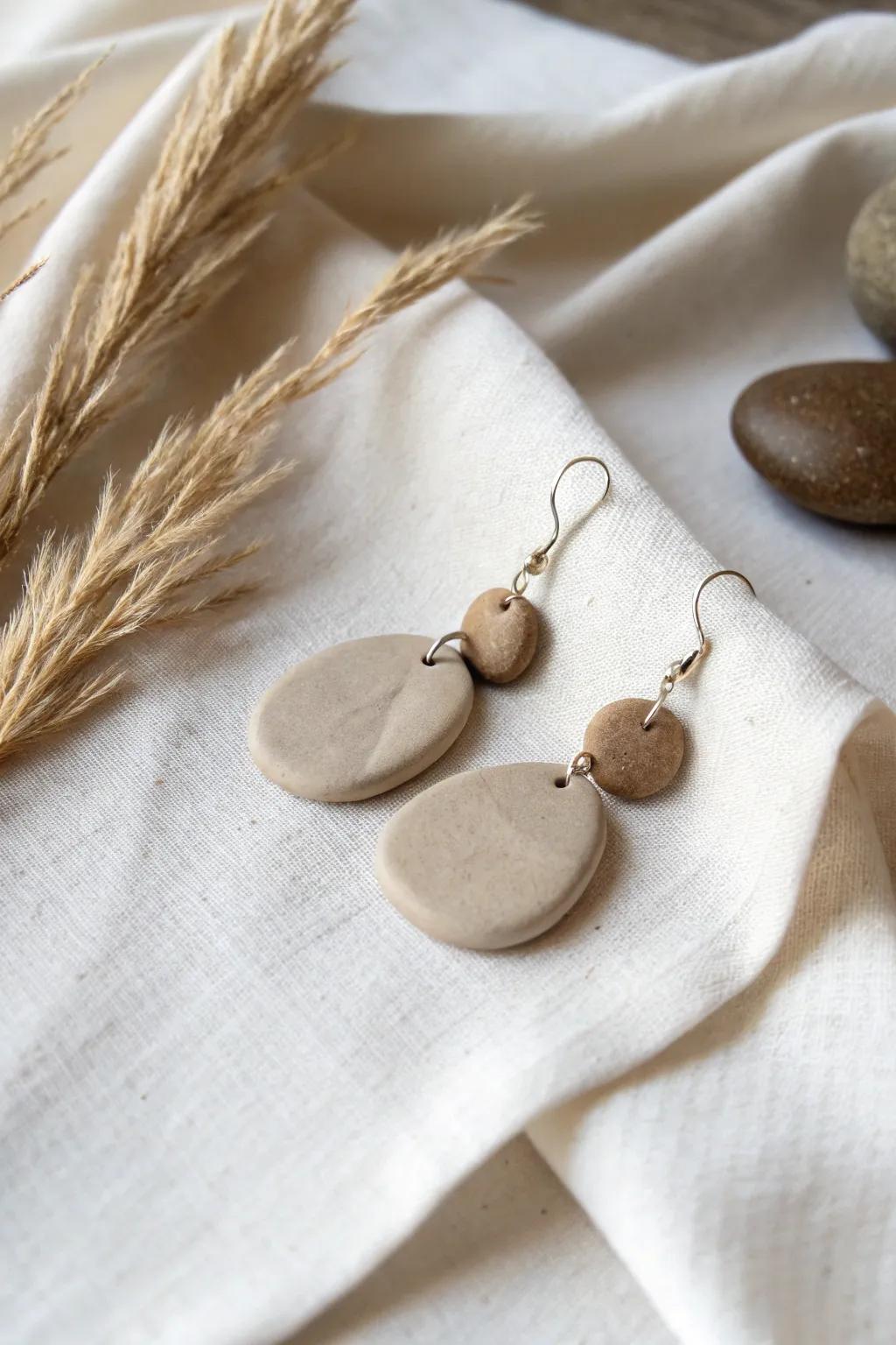 With these handcrafted raw rock clay earrings, which combine natural beauty and minimalist elegance, you may embrace serenity.
