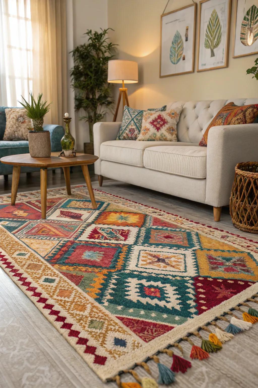 Assorted rug patterns introduce warmth to your design.