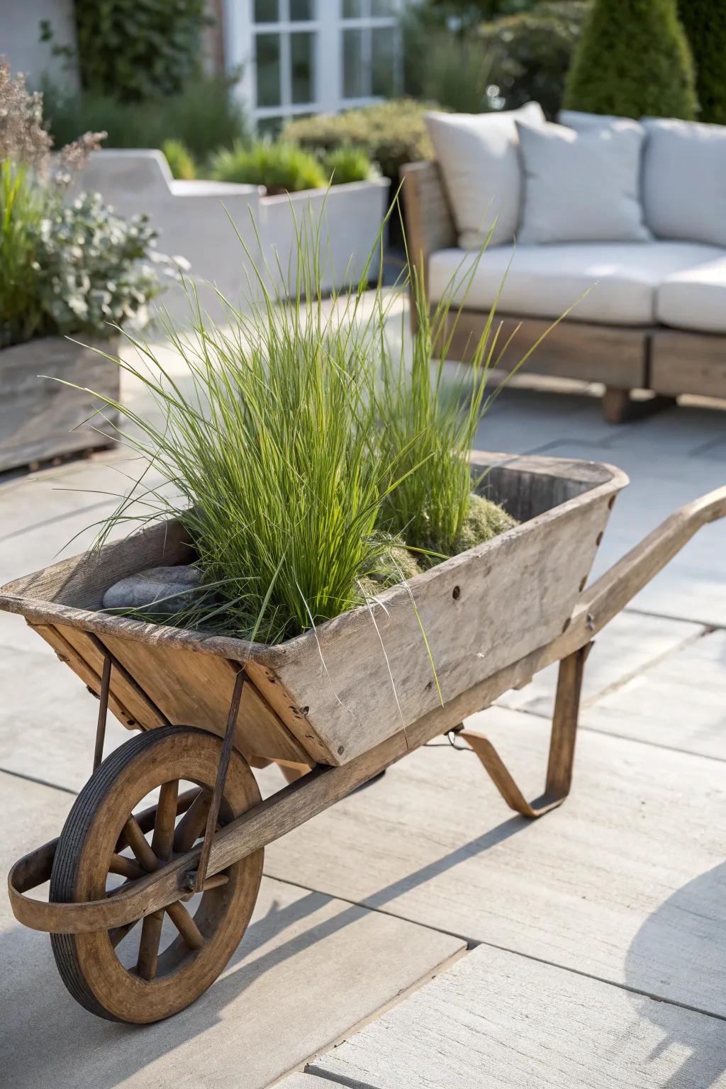 Mobile Cart Magic: Combine rustic appeal with green living.