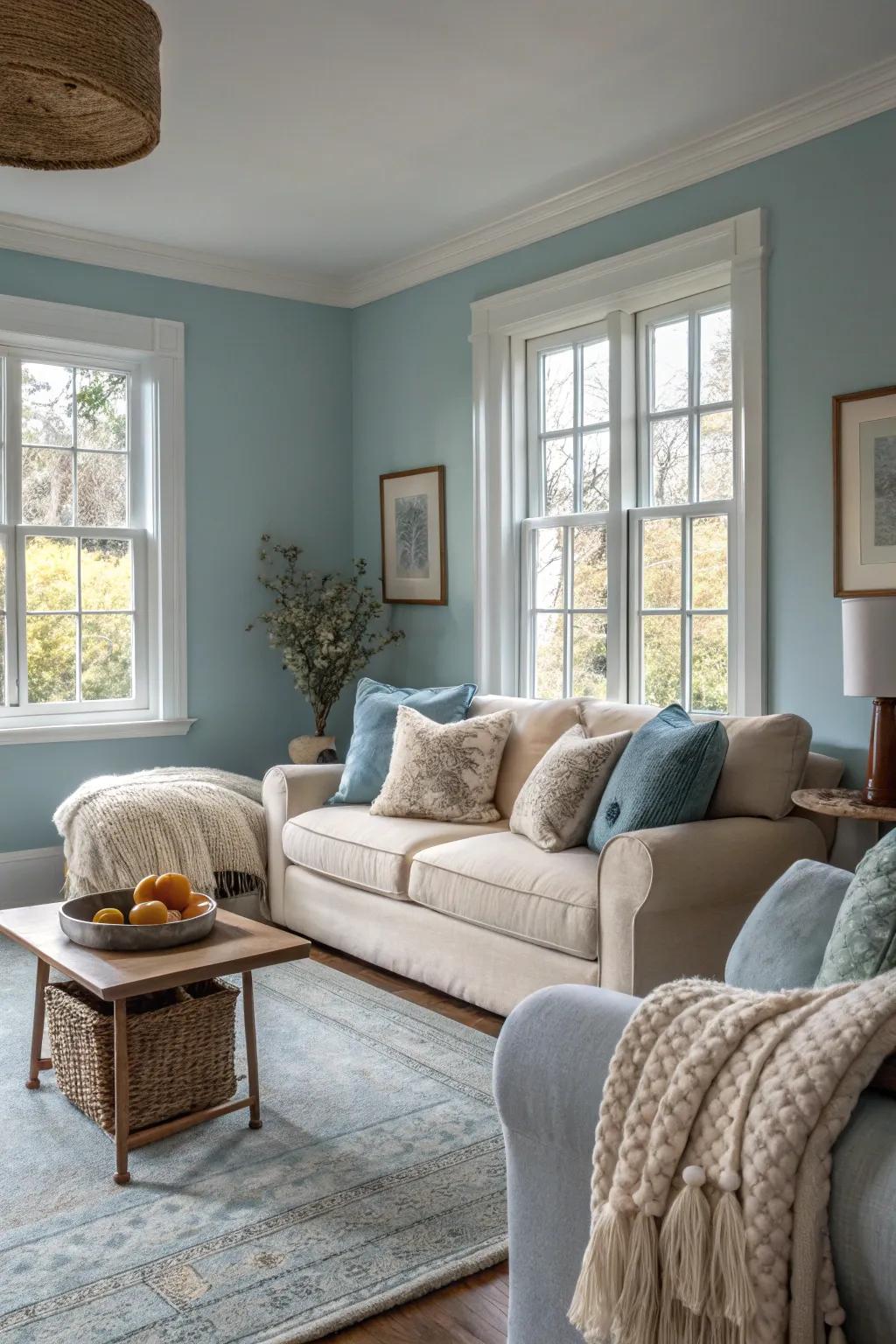 Muted indigos for a soothing and polished space.