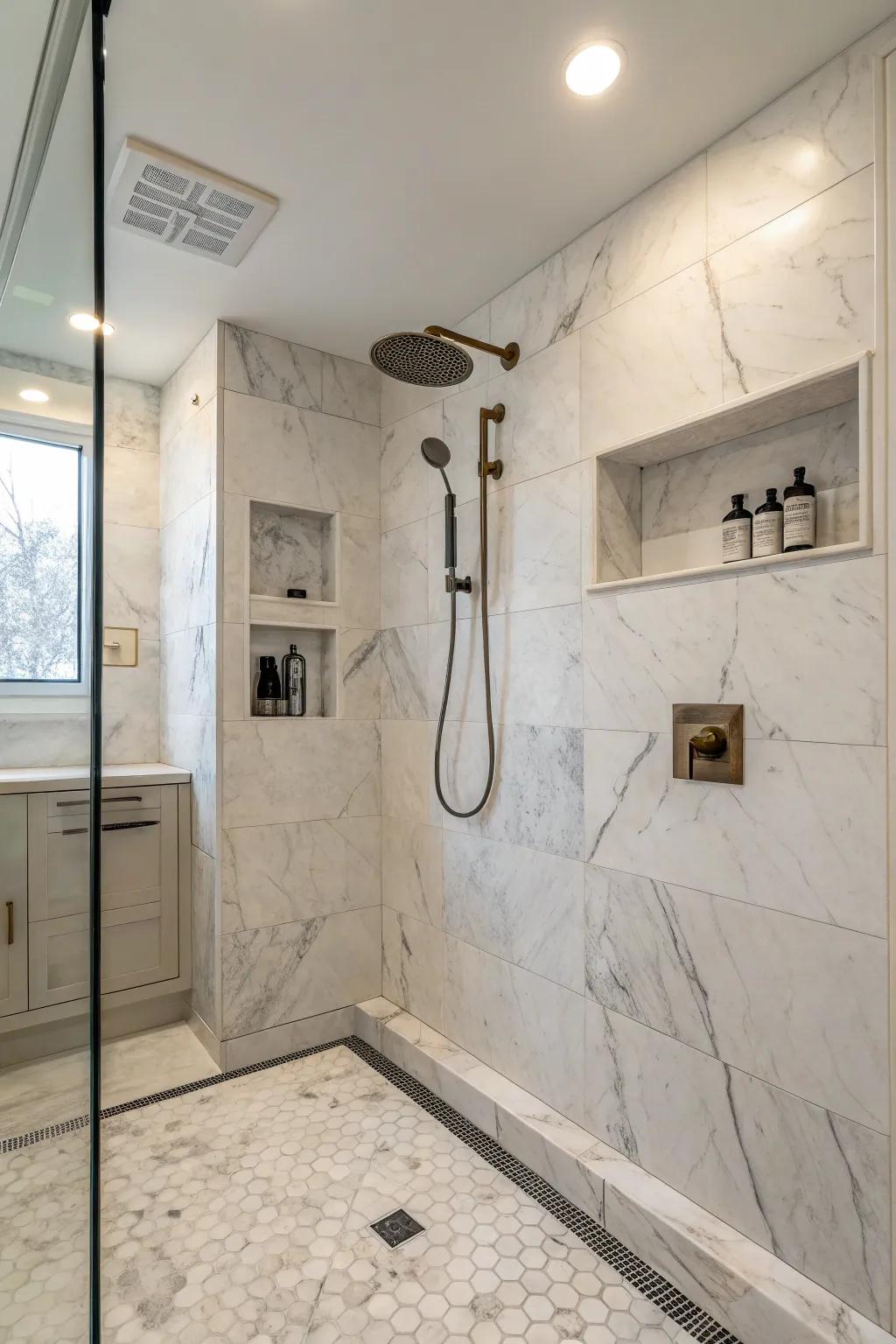 Edge-free showers proffer seamless ingress and contemporary styling.