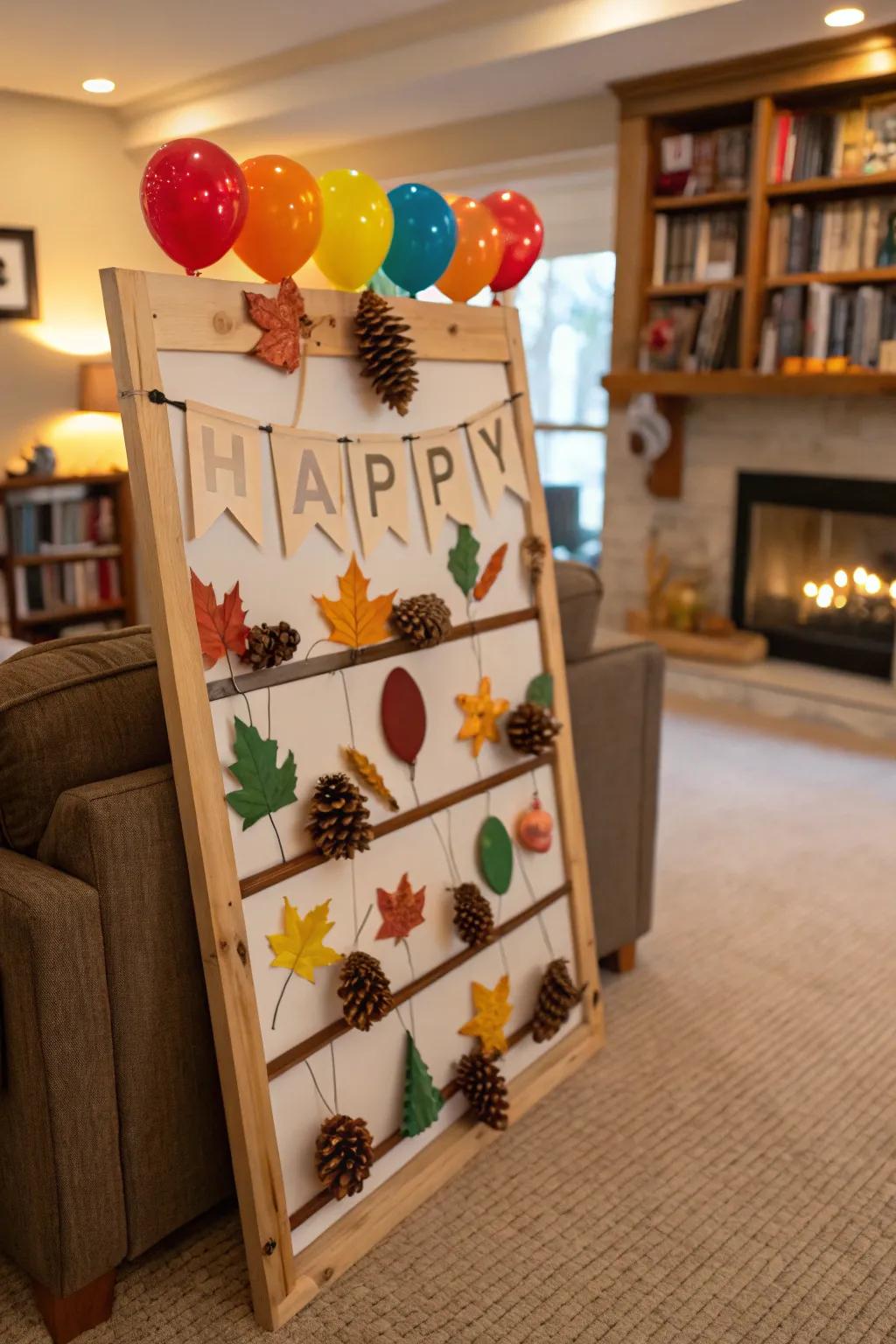 A seasonally inspired birthday display that commemorates the season.