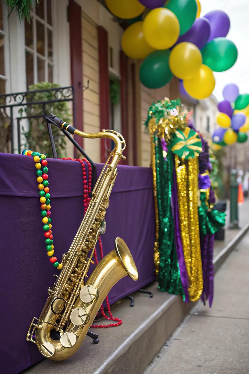 Jazz instruments inject a musical accent and pay homage to New Orleans culture.