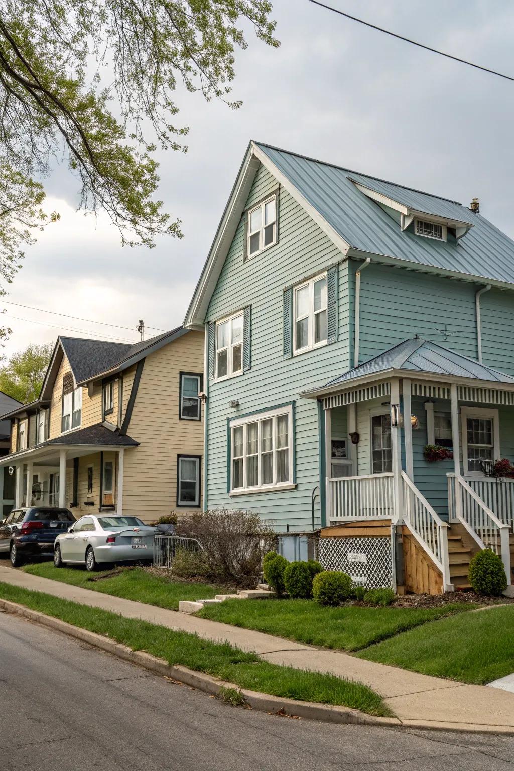 A nostalgic community home featuring retro-inspired metal wall cladding for a vintage feel.