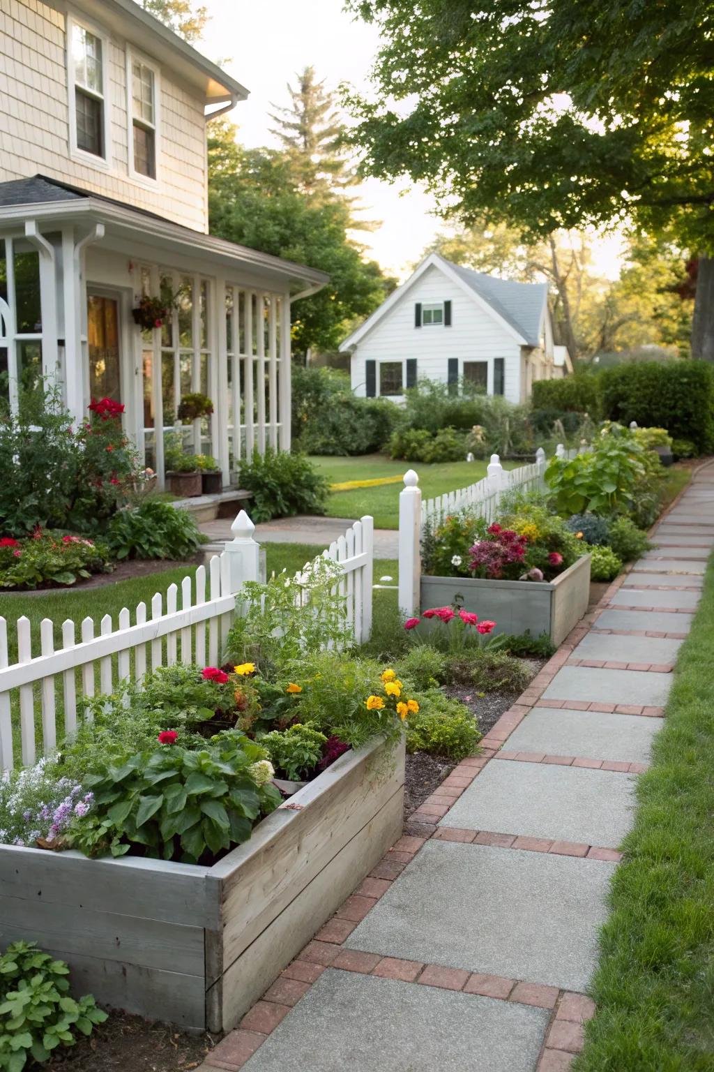 Raised planters bring height and definition to the landscape.