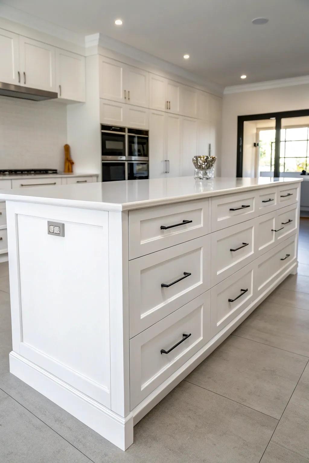 Elevate your area through a white mobile island.