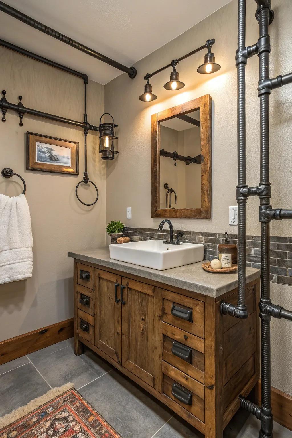 Mechanical metal features contribute an urban edge to the farmhouse style.