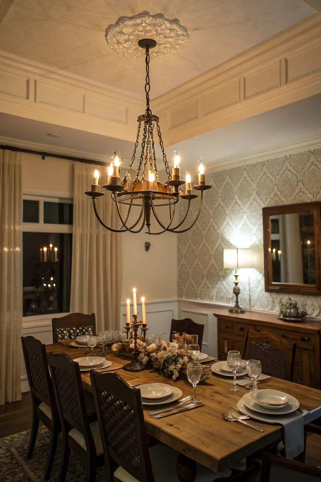 Taper-style candelabras bring a traditional touch.