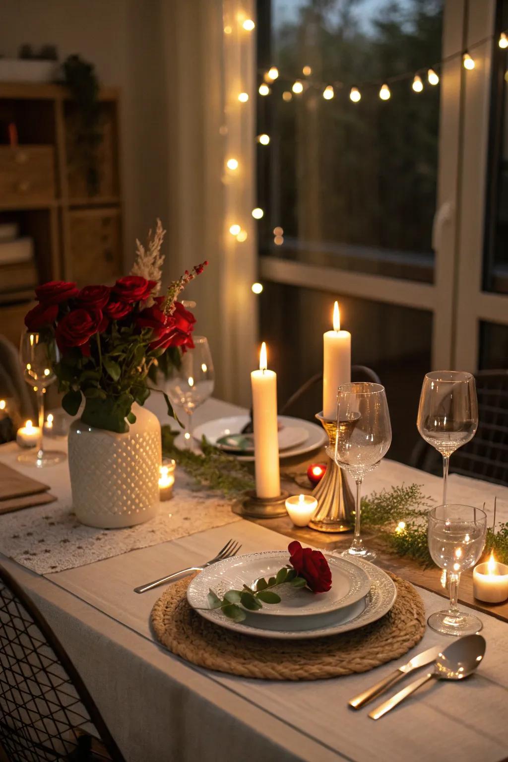 Temperamental illumination establishes the tone for a heartfelt dining encounter.