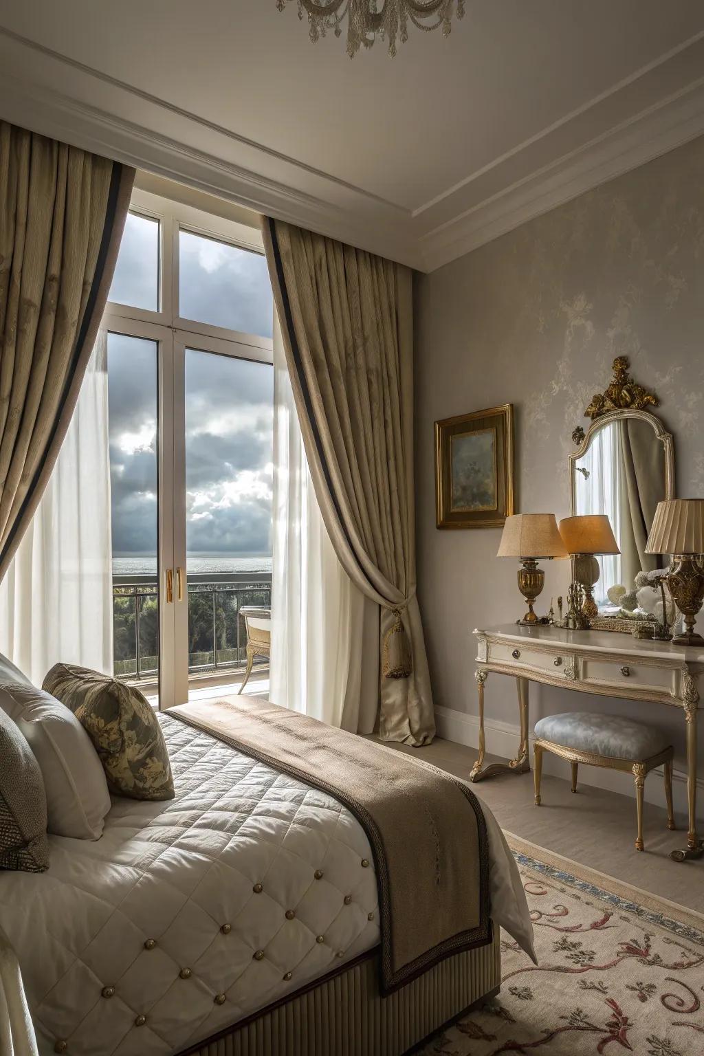 Floor-length curtains add elegance and enhance window size.