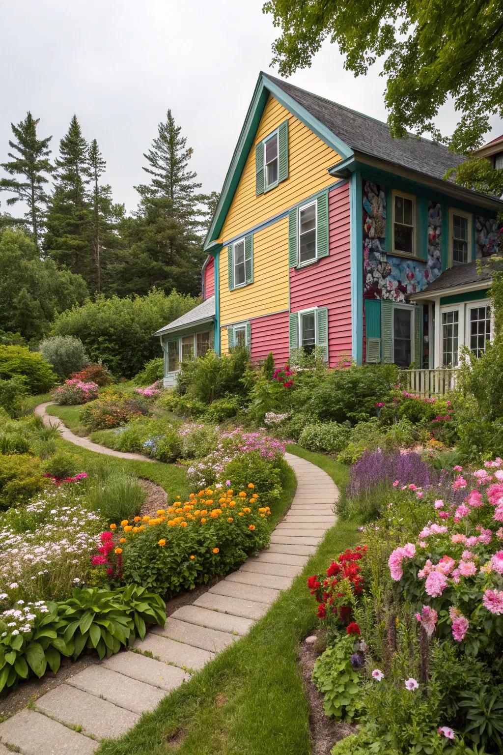 Vibrant and colorful vertical siding