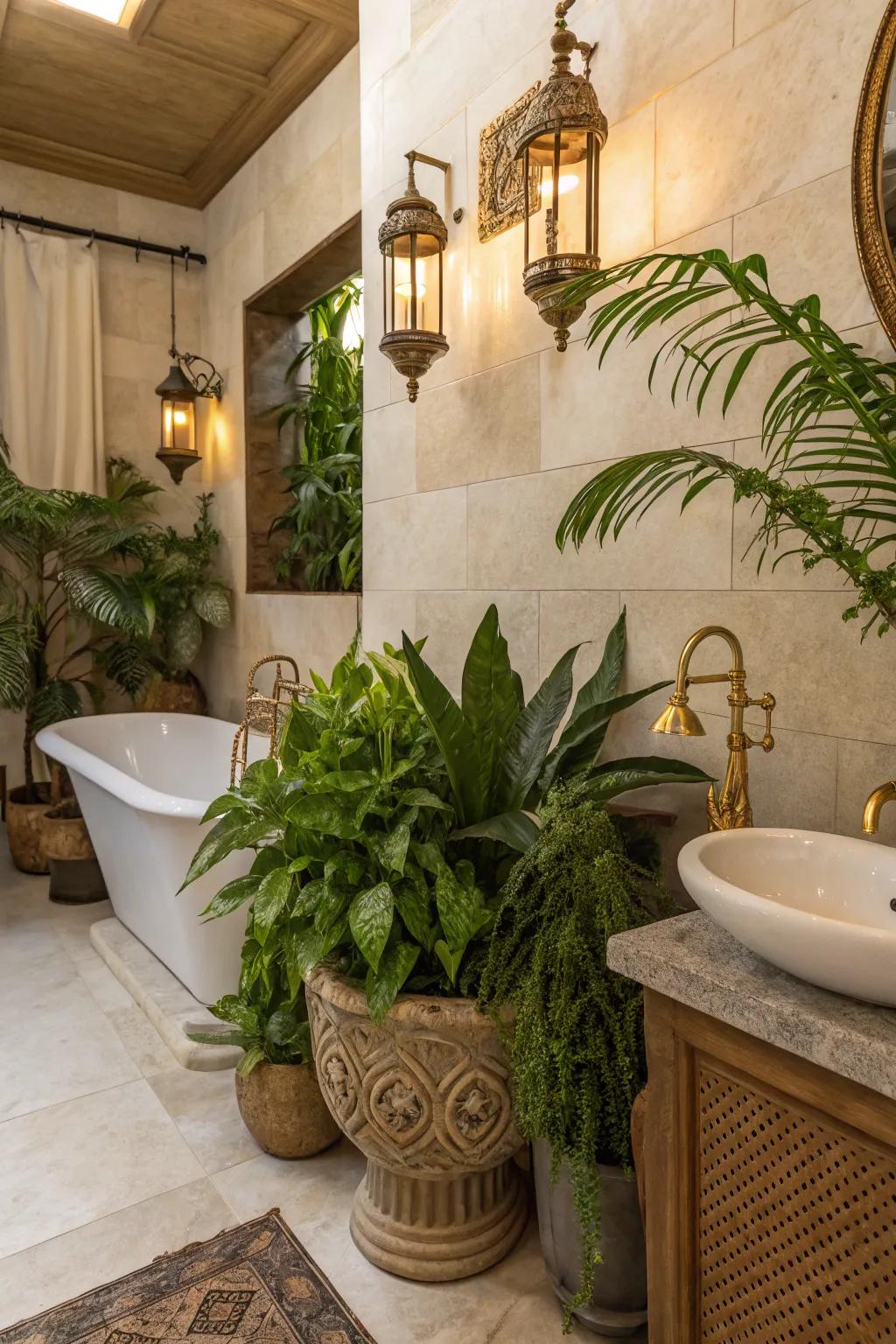 Green touches that fill vintage d&eacute;cor with life.