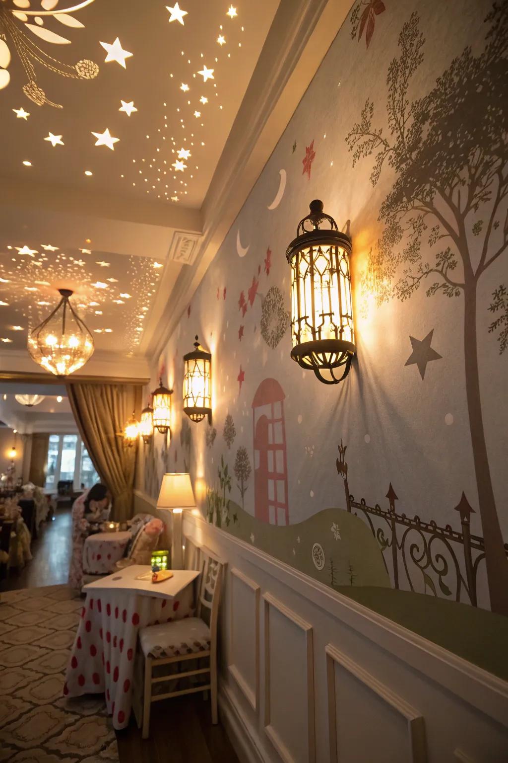 Playful patterns in sconces add a whimsical touch to your home.