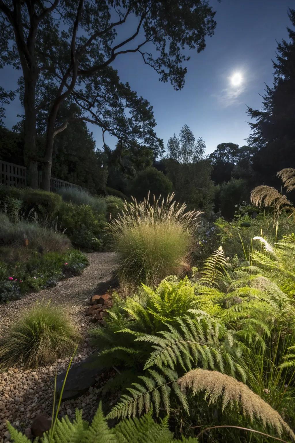Varied plant textures create depth and interest.