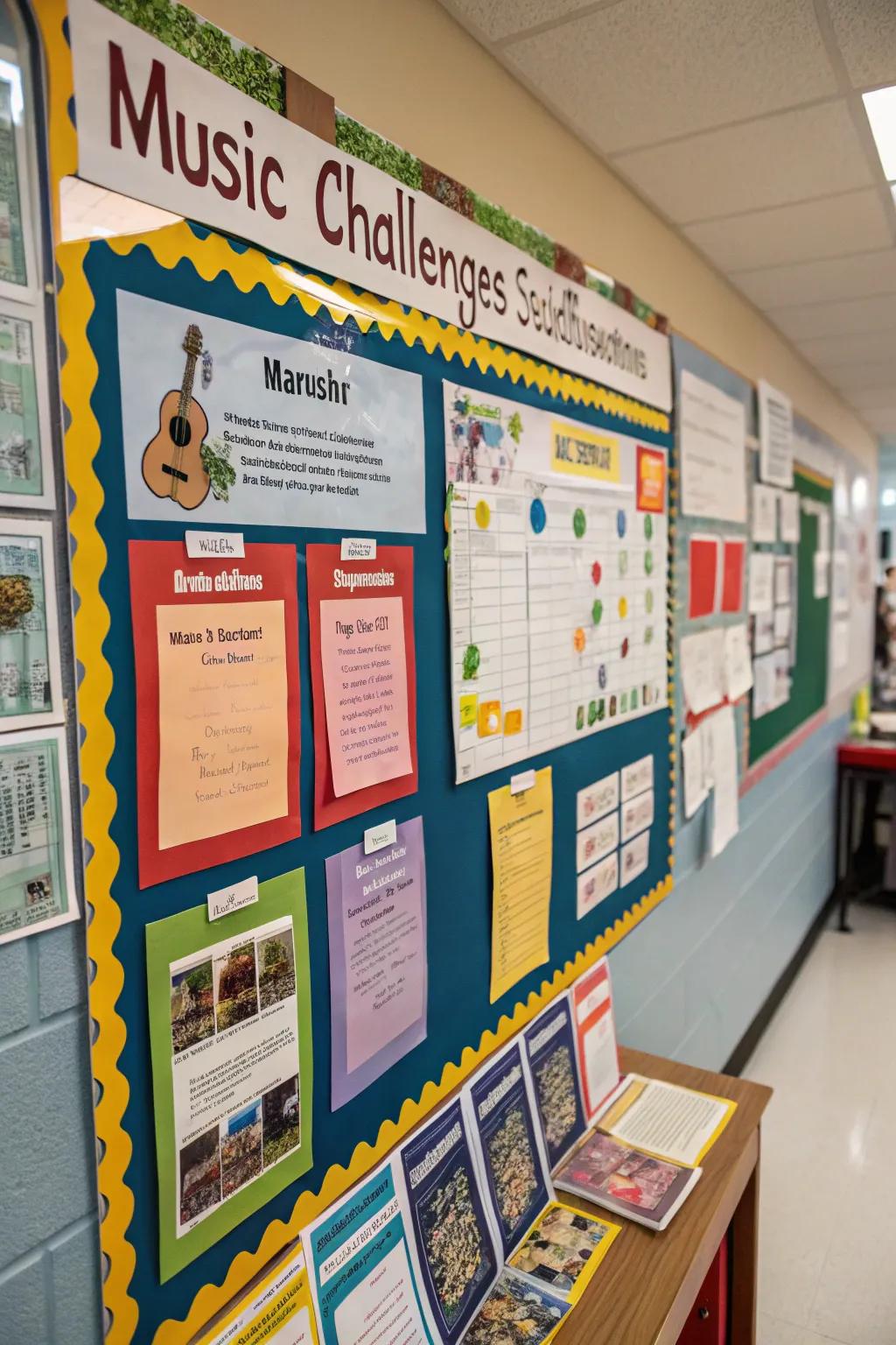 Interactive bulletin board with engaging music challenges.