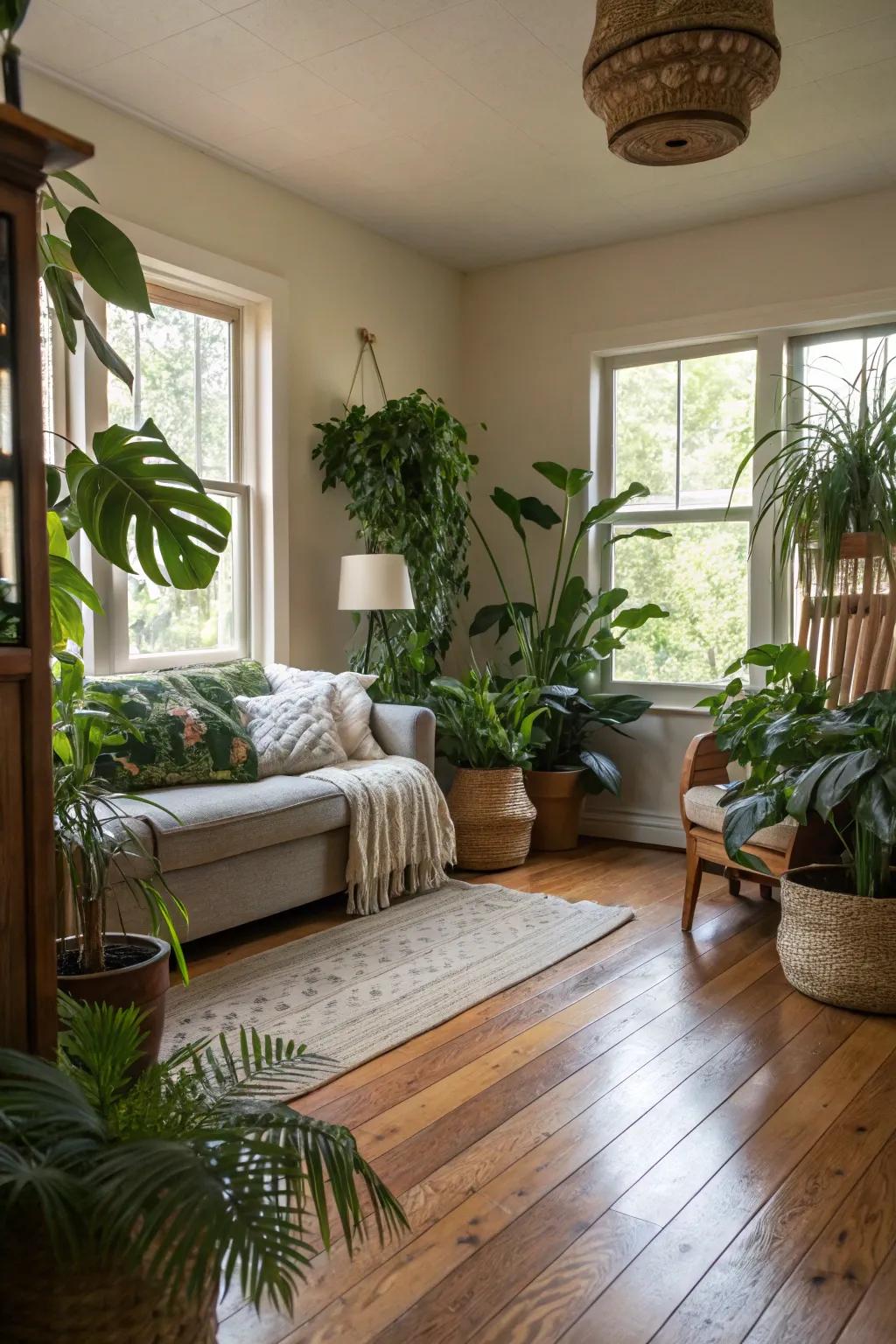 Plants bring the space to life.