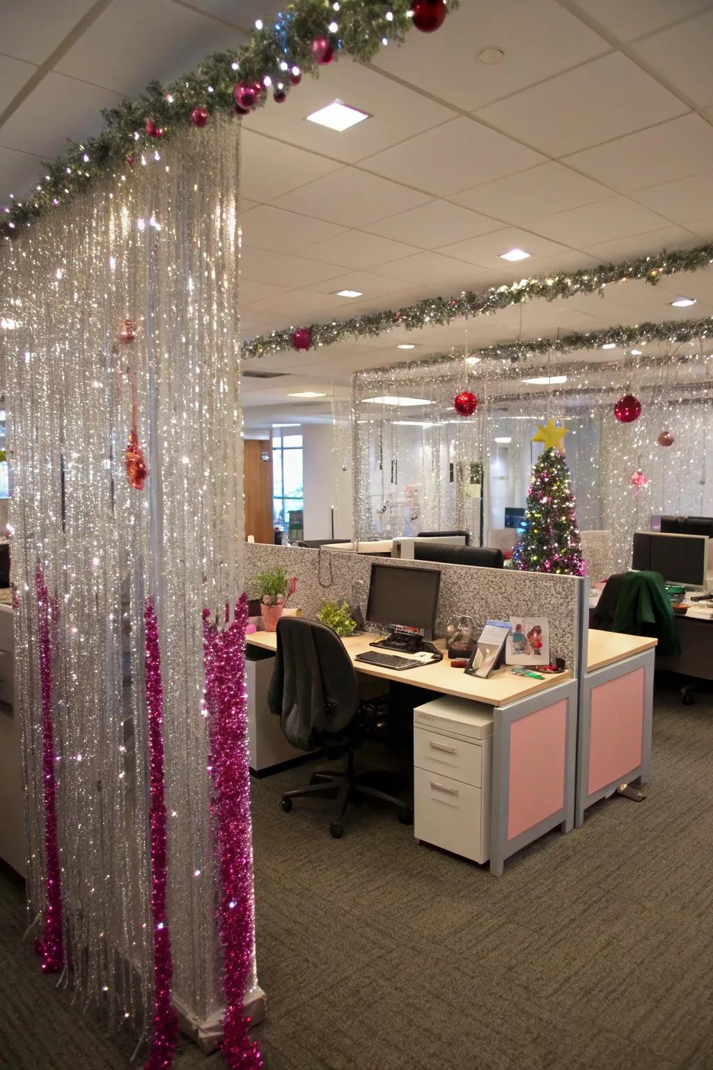 Sparkle accents glam up the holiday décor.