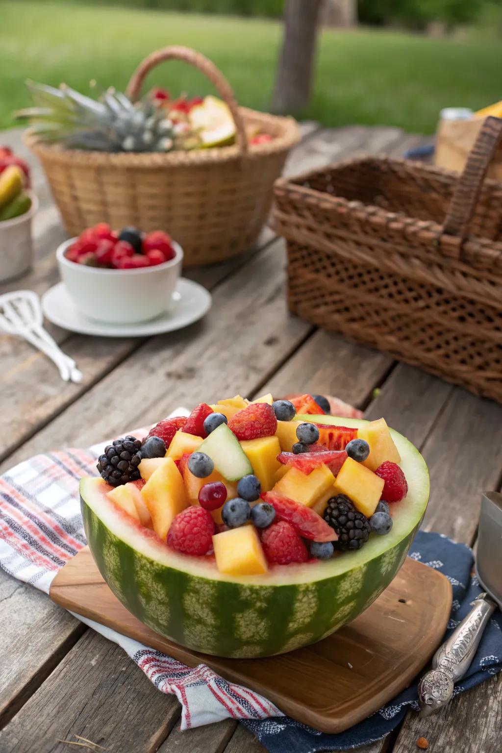 Campfire fruit salad, a presentation of vibrant health and vitality.