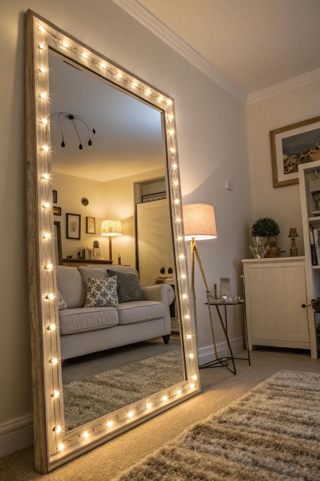 Reflectors introduce depth and luminosity to compact rooms.