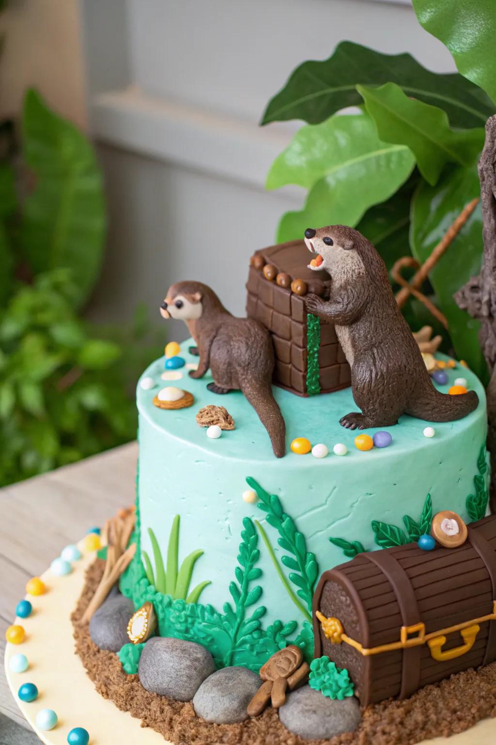 Embark upon an adventure using an otter gem expedition cake.