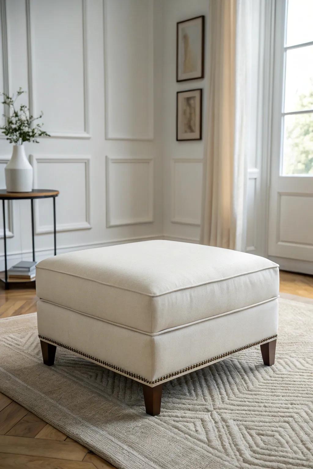 Sleek ottoman improving minimalist decor