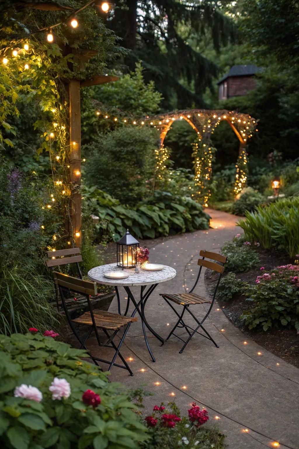 Transform your garden with a whimsical hint of miniature lights.