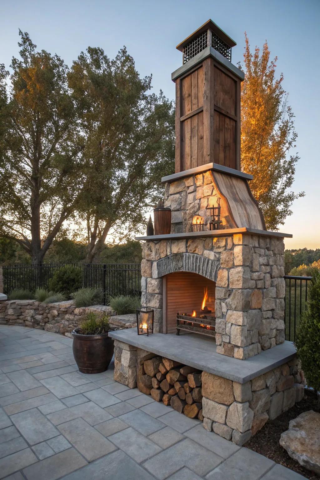 Embrace a singular style with an eclectic amalgamation of materials within your hearth design.