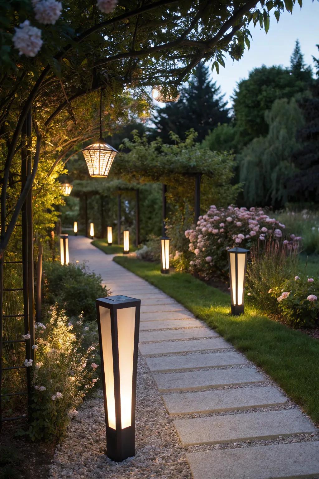 Allow your lights to serve as a garden art piece.