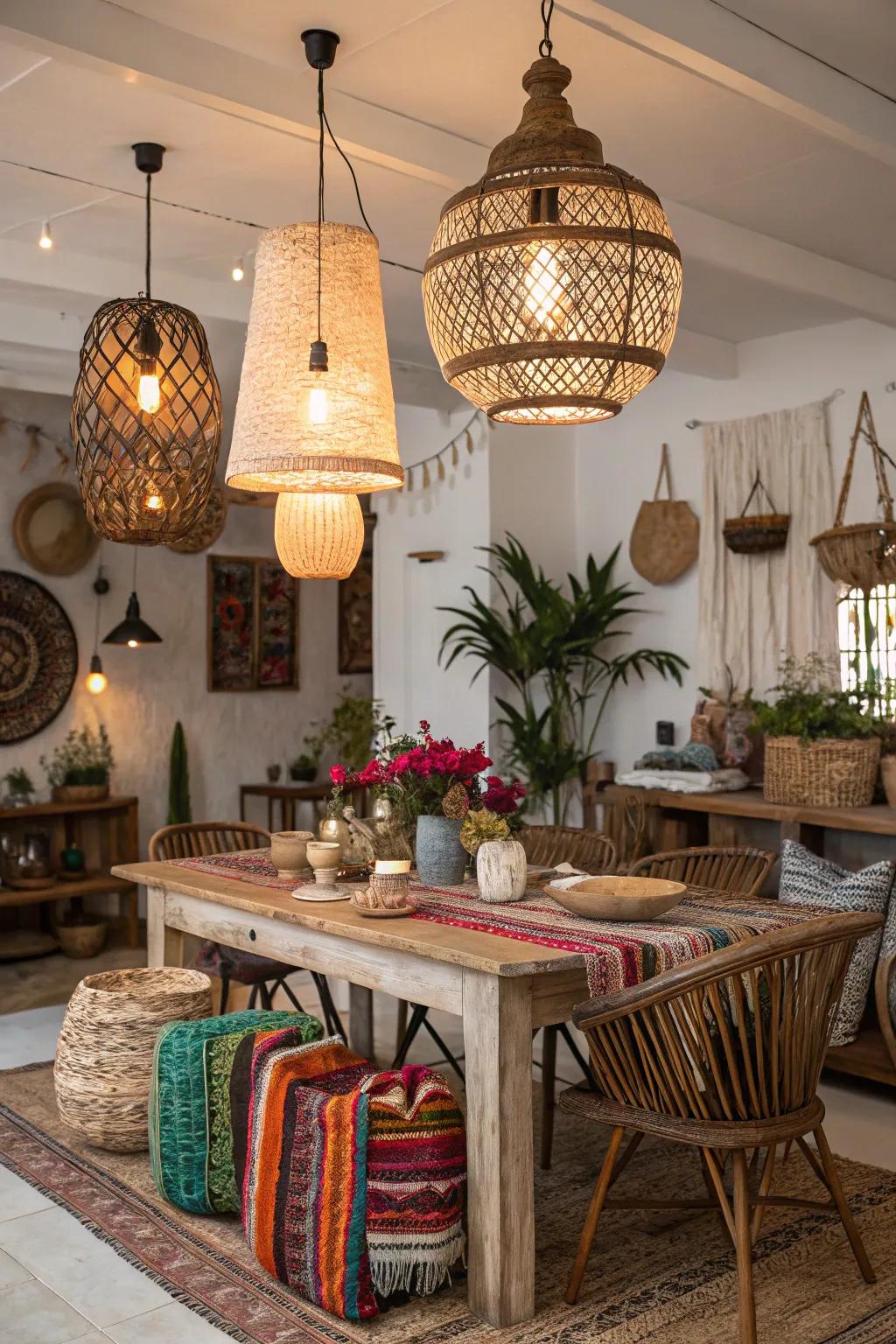 'Nomad' Bohemian lighting mixes textures for a carefree ambiance.