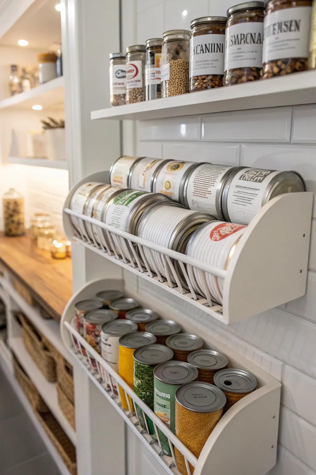 Channels serve dually as practical and economical can organizers.