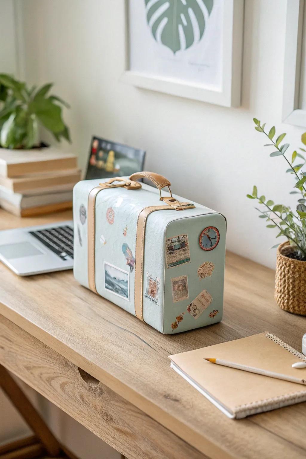 Adventure Awaits: Let your desk inspire your next journey with a charming paper squishy suitcase.