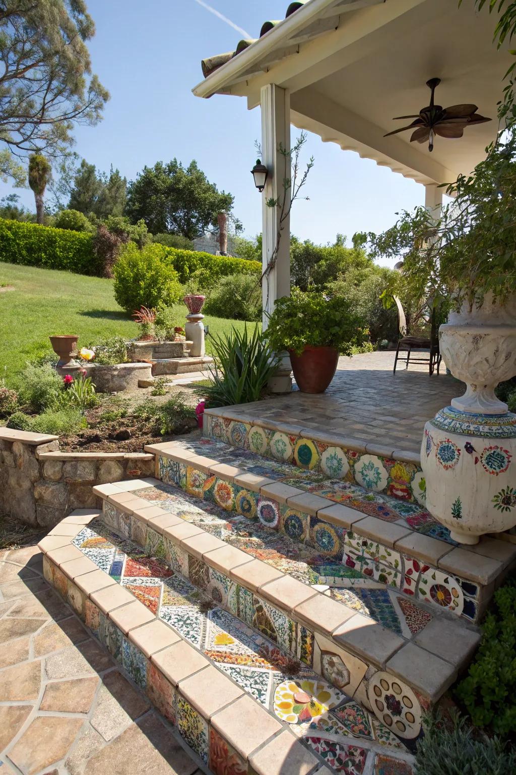 Pattern designs for personalized patio steps.