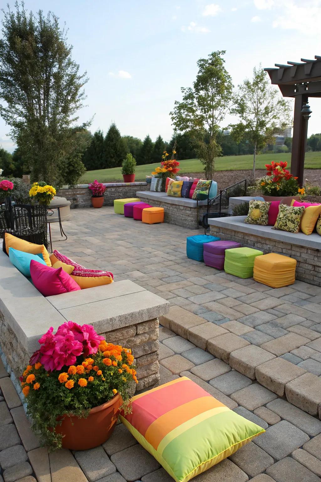 Colorful items make your patio feel brighter.