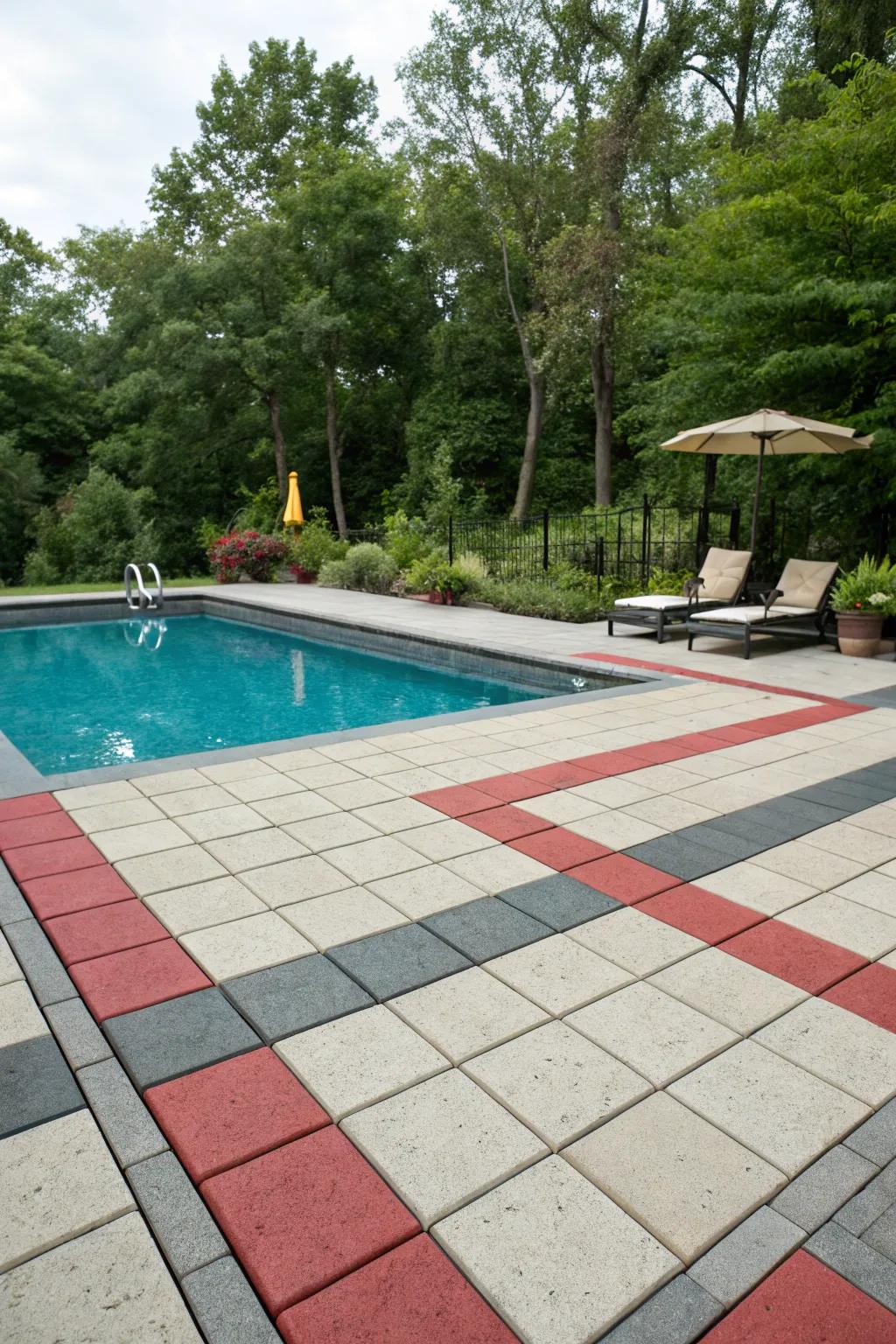 Bright pavers add a lively, energetic splash.