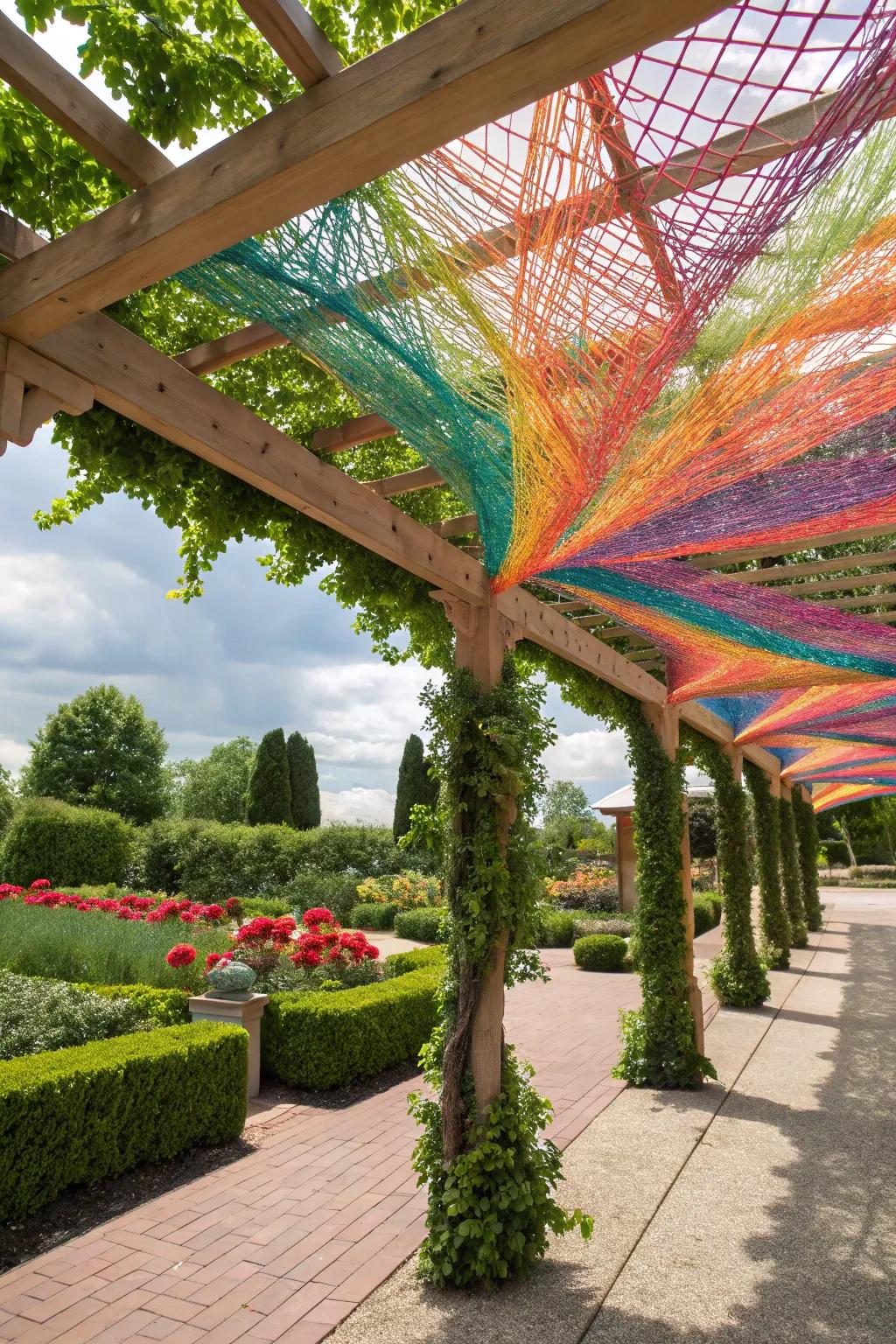 String art adds a modern, artistic flair to your pergola.