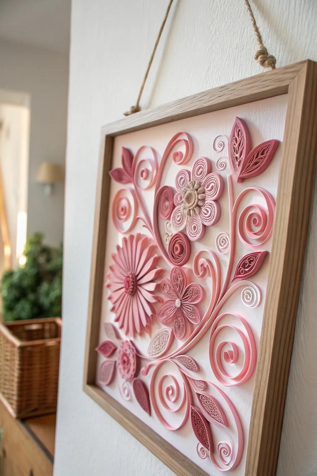 Delicate artisanship encounters Scandinavian simplicity via this blush paper filigree masterpiece.