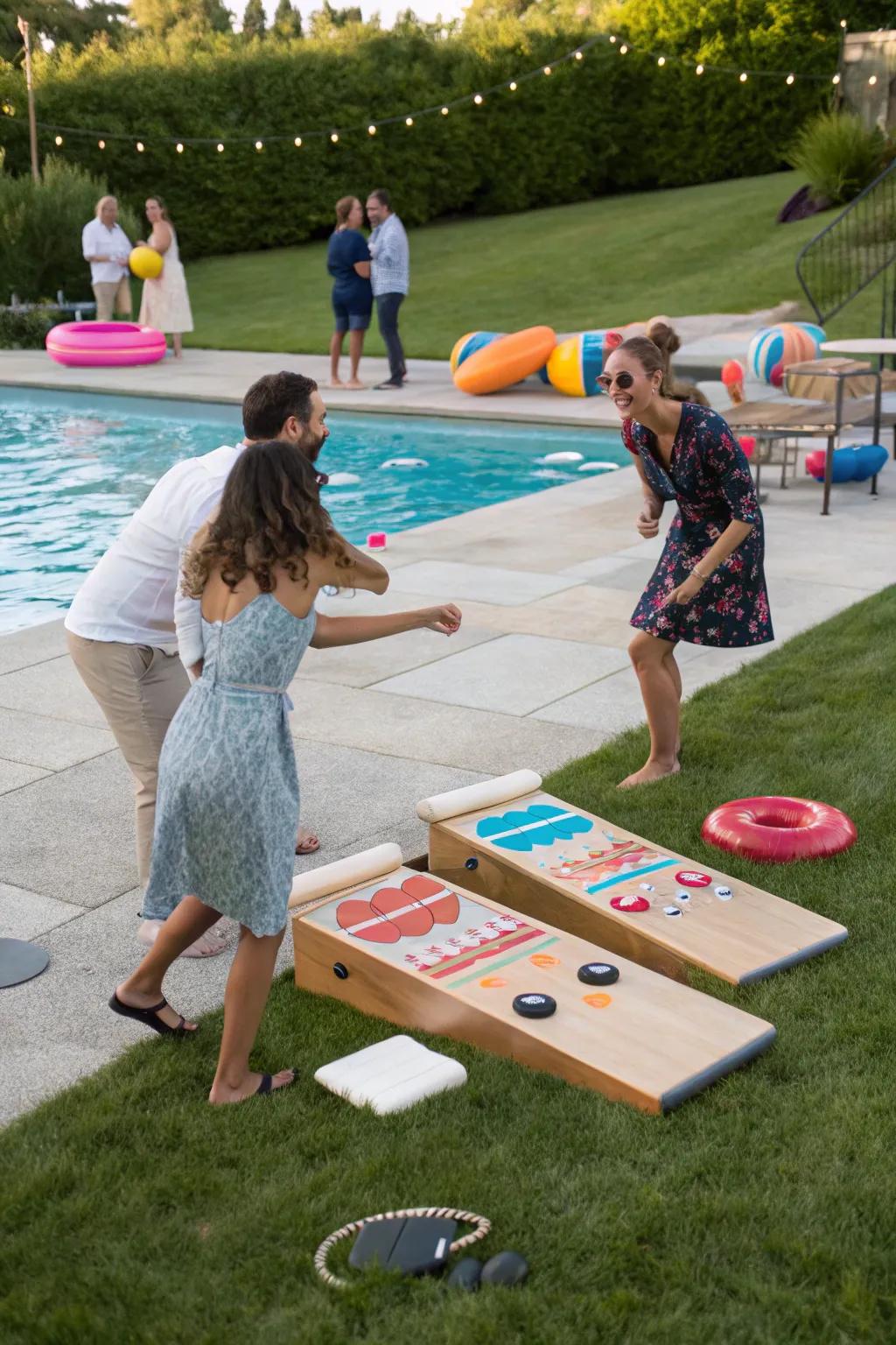 Jumbo gaming apparatuses infuse competitive amusement into the celebration.